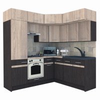 Bucatarie de Colt BIG GENA NEW ST. 180-210, Wenge / Stejar Sonoma